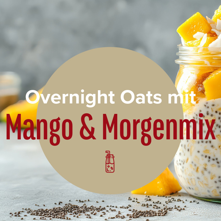 Leckeres Overnight Oats mit KAYA VEDA Morgenmix und Mangowürfeln